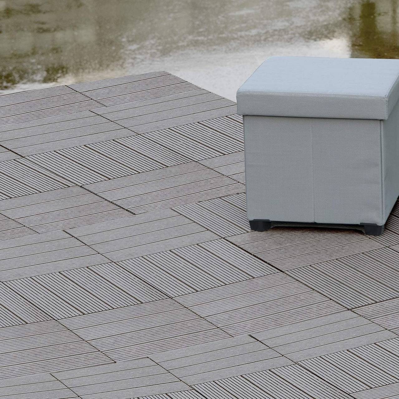 EUGAD Terrassenplatte, WPC 300x300, Hellgrau, 11 Stücke für 1m², wetterfest