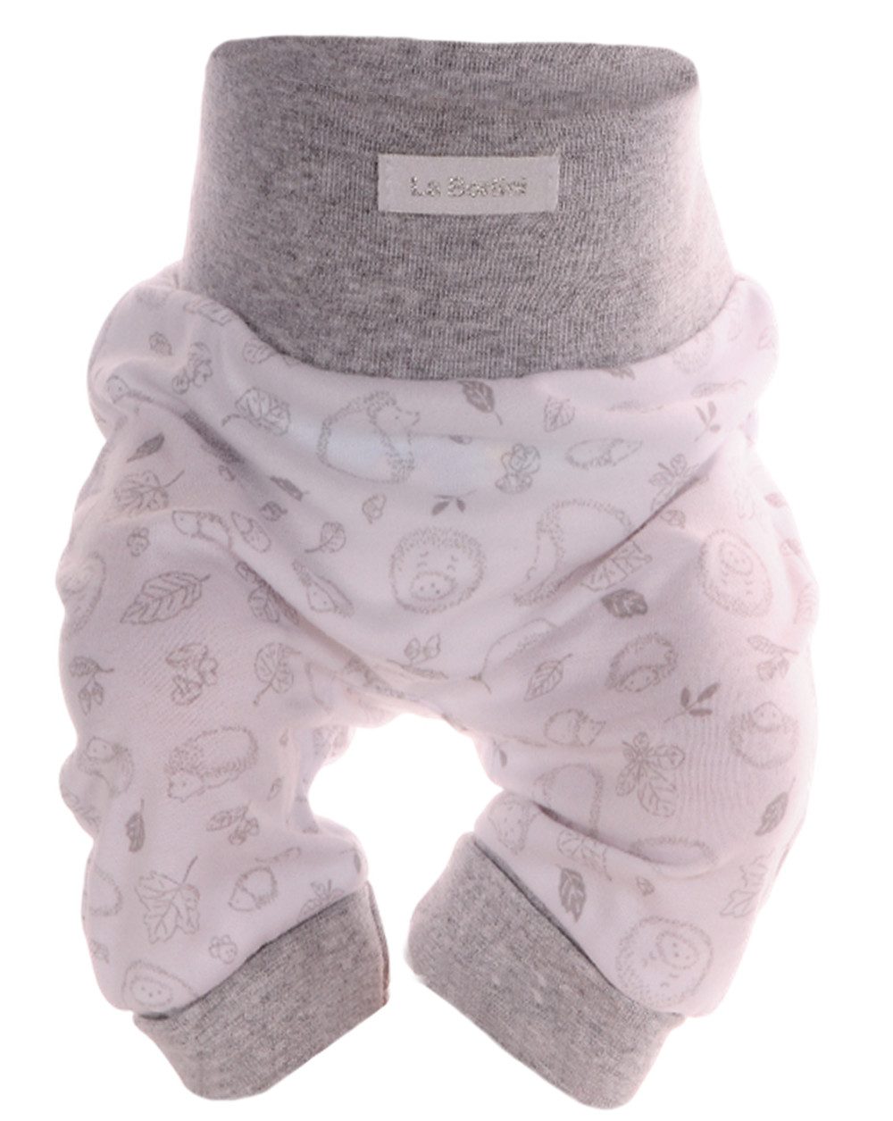 La Bortini Schlupfhose Baby Hose Erstlingshose Pumphose in weiß grau neutral aus Baumwolle, 44 50 56 62 68 74 80 86 92