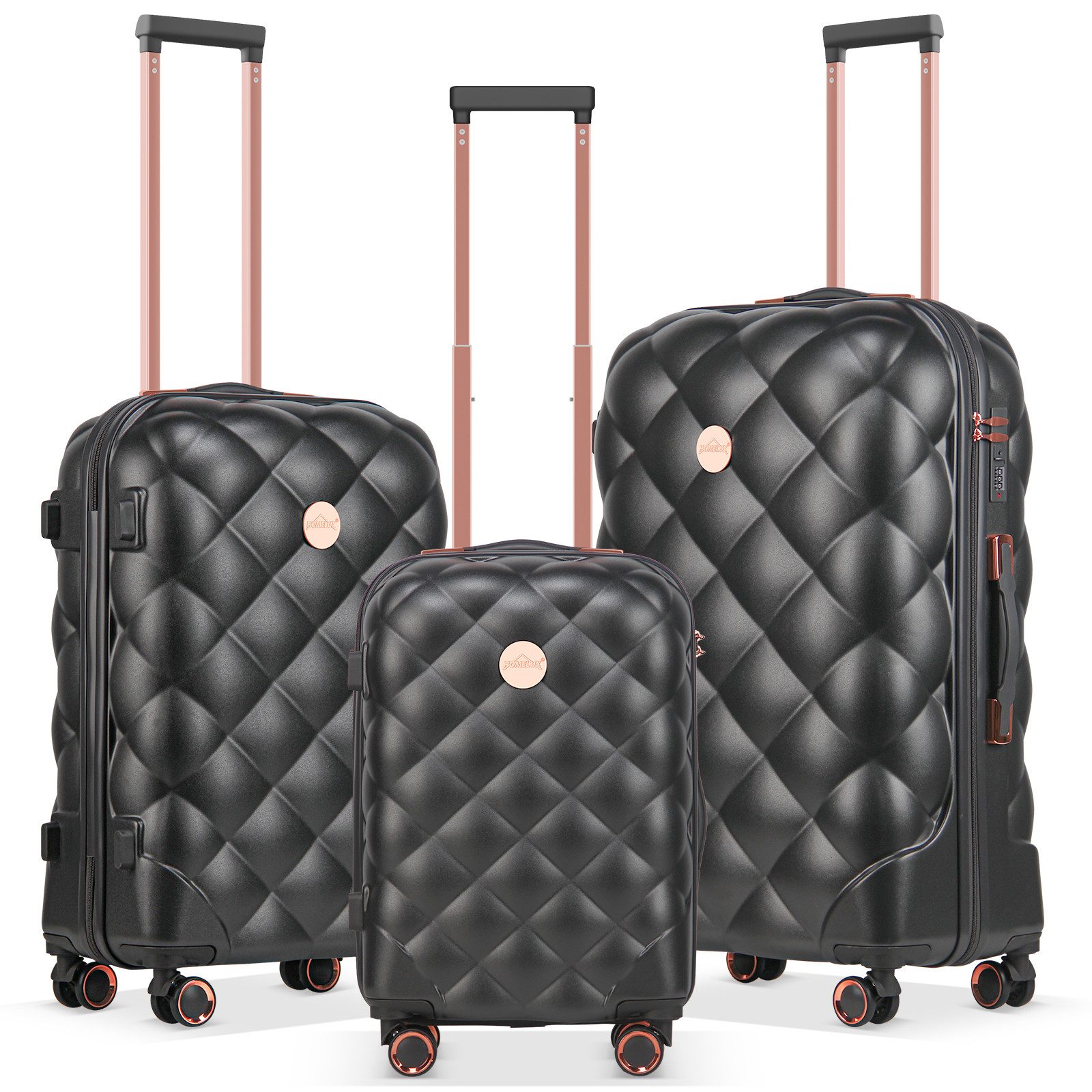 HOMELUX Trolleyset Kofferset Reisekoffer 3er ABS Hartschalen-Koffer, 4 Rollen, (set, 3), Rollkoffer Trolley Hartschalen koffer Set - M-L-XL