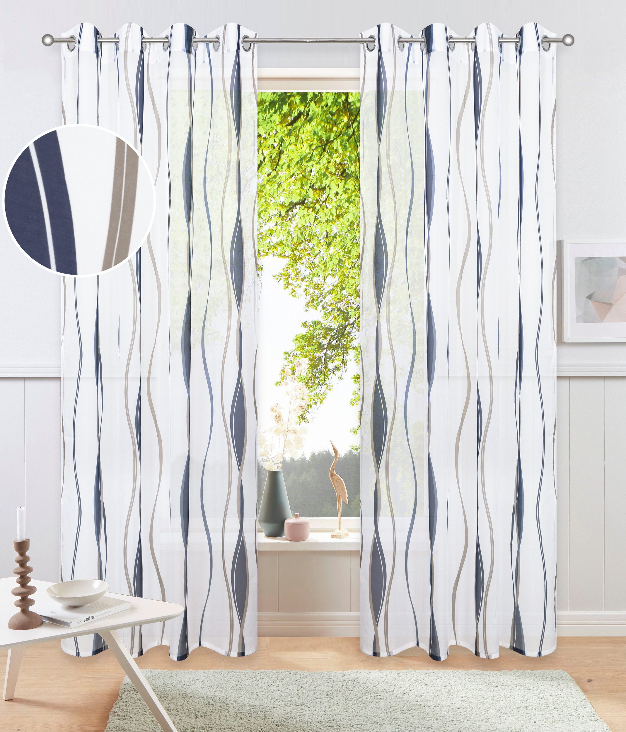 OTTO home Gardine Dimona (2 St), Ösen, transparent, Voile, 2-er Set, transparent, Voile, Polyester, Wellen