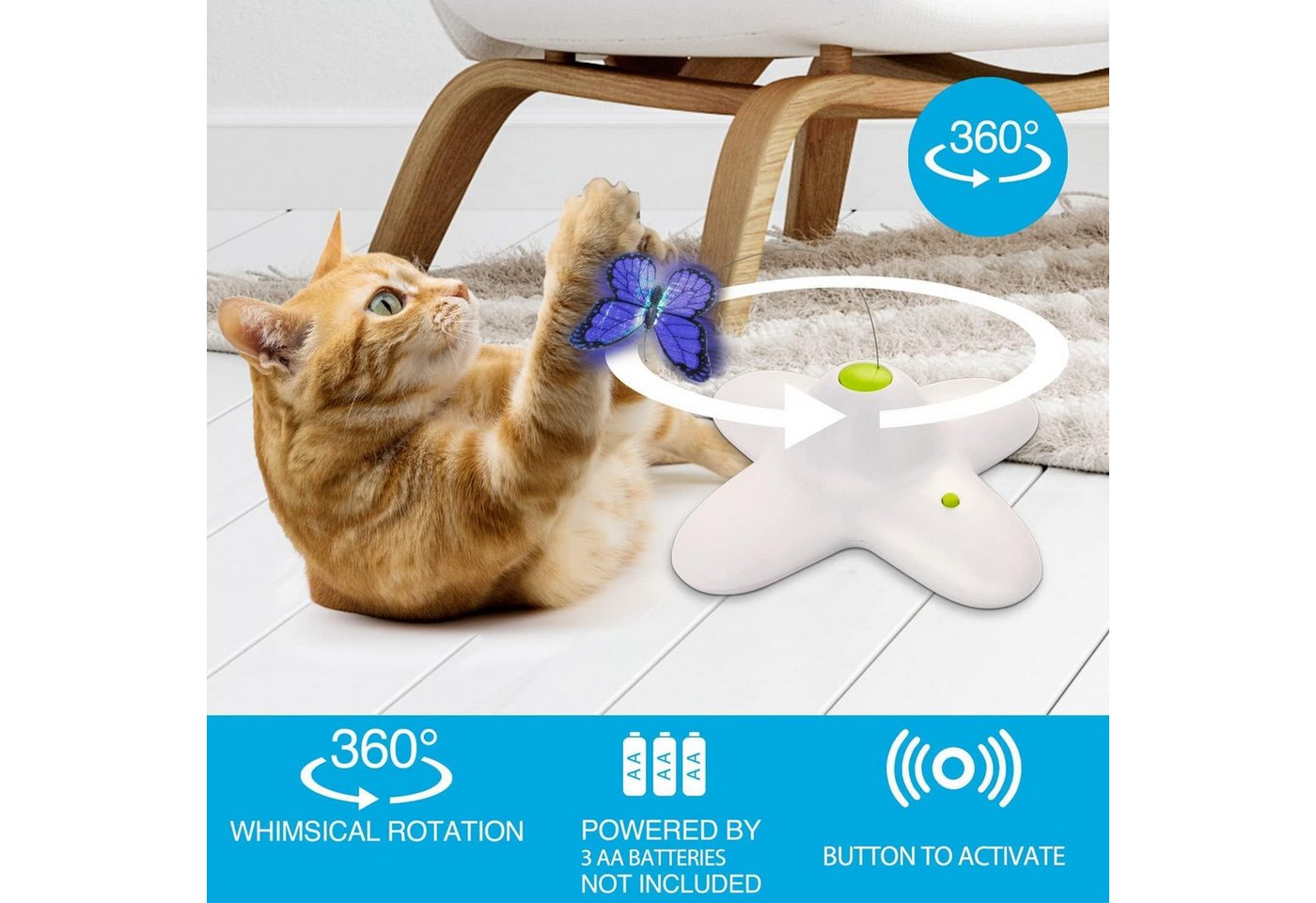 Thumbnail - FELIXLEO Tier-Intelligenzspielzeug Cat Toy with 360° Rotating Butterfly with Two Replacement Butterflies