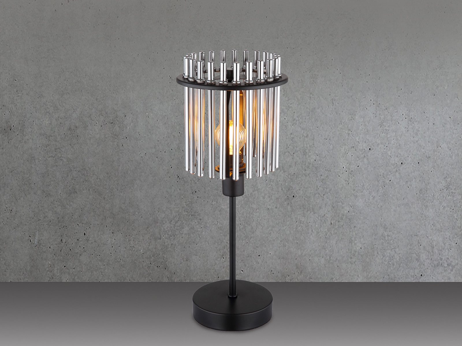 GLOBO LIGHTING LED Nachttischlampe, Dimmfunktion, LED wechselbar, warmweiß, ausgefallen-e Lampenschirm Rauch-glas für Fensterbank, Höhe 37,5cm