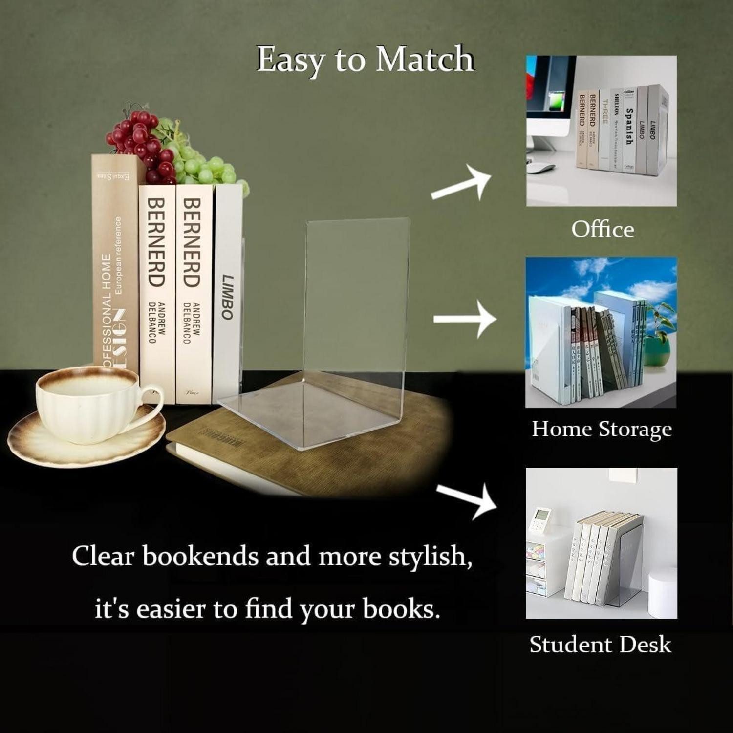 LuxusKollektion Buchstütze Buchstützen Acryl Transparent Bücherhalter Bookends Regal Bücherhalter