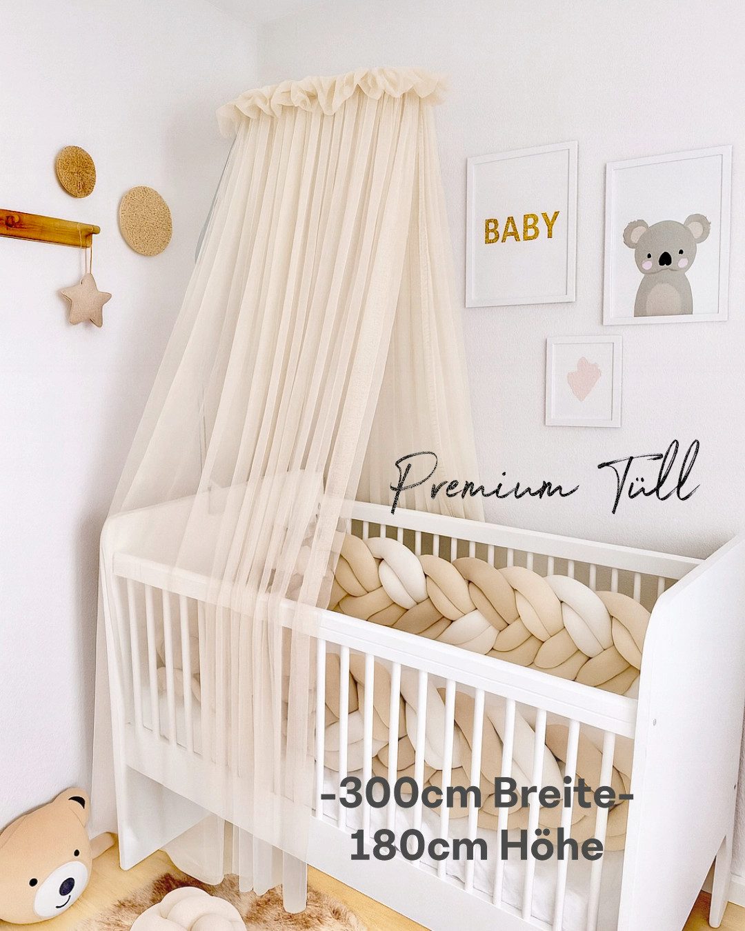 Baby Fancyroom Betthimmel Baby Fancyroom Betthimmel für Babybett Gitterbett 300x180cm Tüll, Handgefertigt, aus feinem Premium Tüll