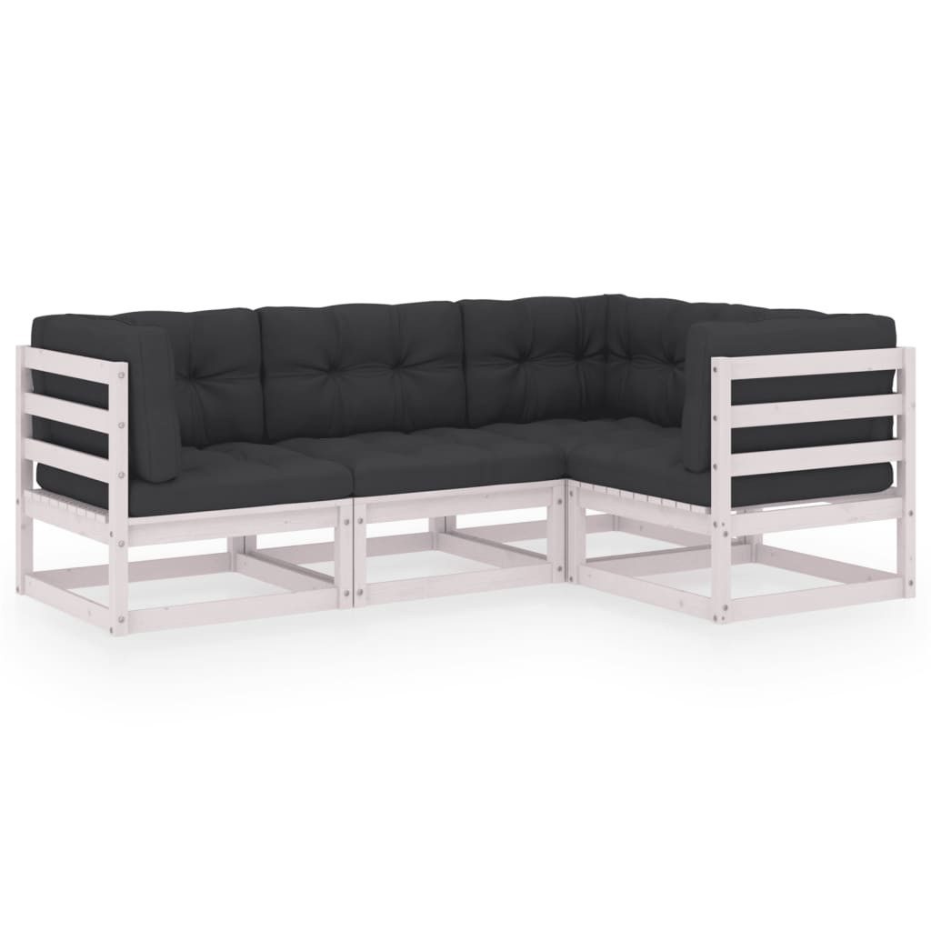 vidaXL Gartenlounge-Set 4-tlg. Garten-Lounge-Set mit Kissen Kiefer Massivholz..., (1-tlg)