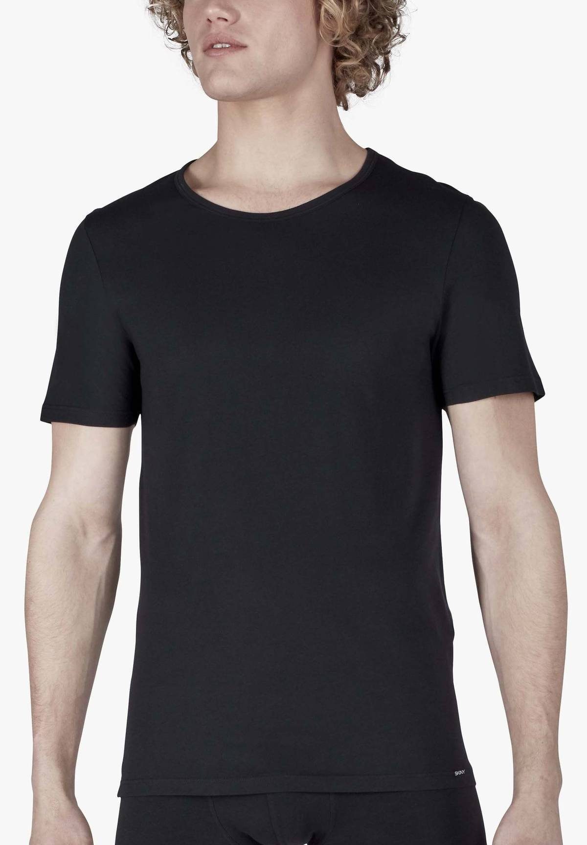Skiny Unterhemd Herren T-Shirt, Pack 2er Schwarz Unterhemd, - Halbarm