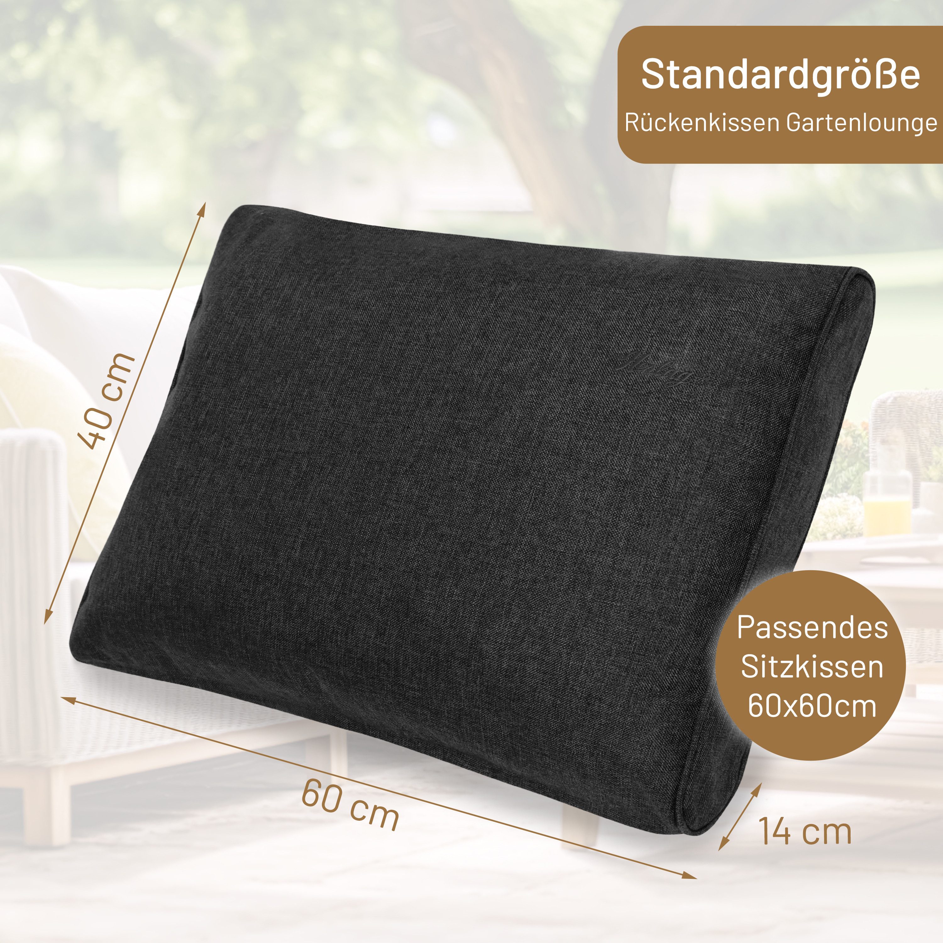 Herlag Stuhlkissen Sunny, Outdoor Loungekissen Gartenlounge Rattanmöbel Wetterfest