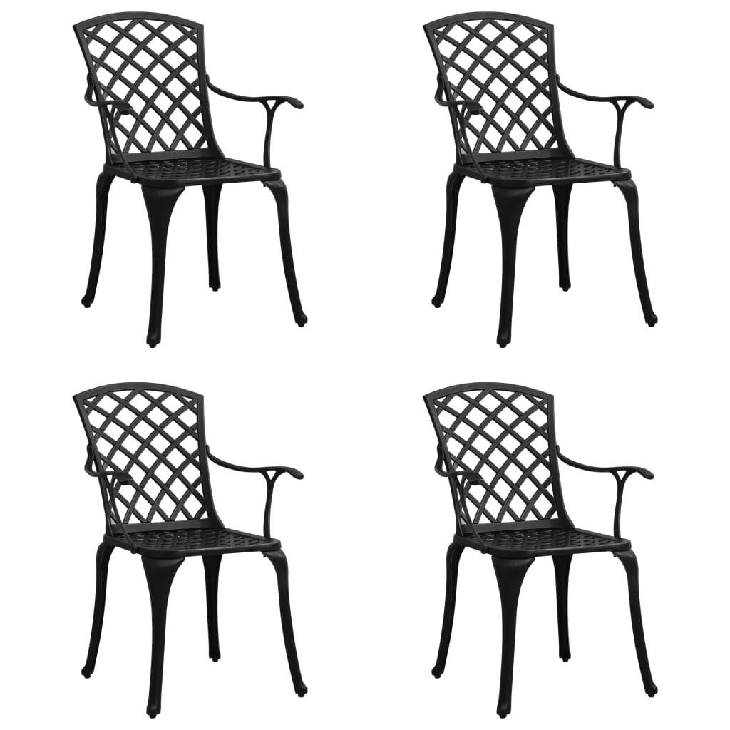 vidaXL Gartenstuhl Gartenstühle 4 Stk. Aluminiumguss Schwarz (4 St)