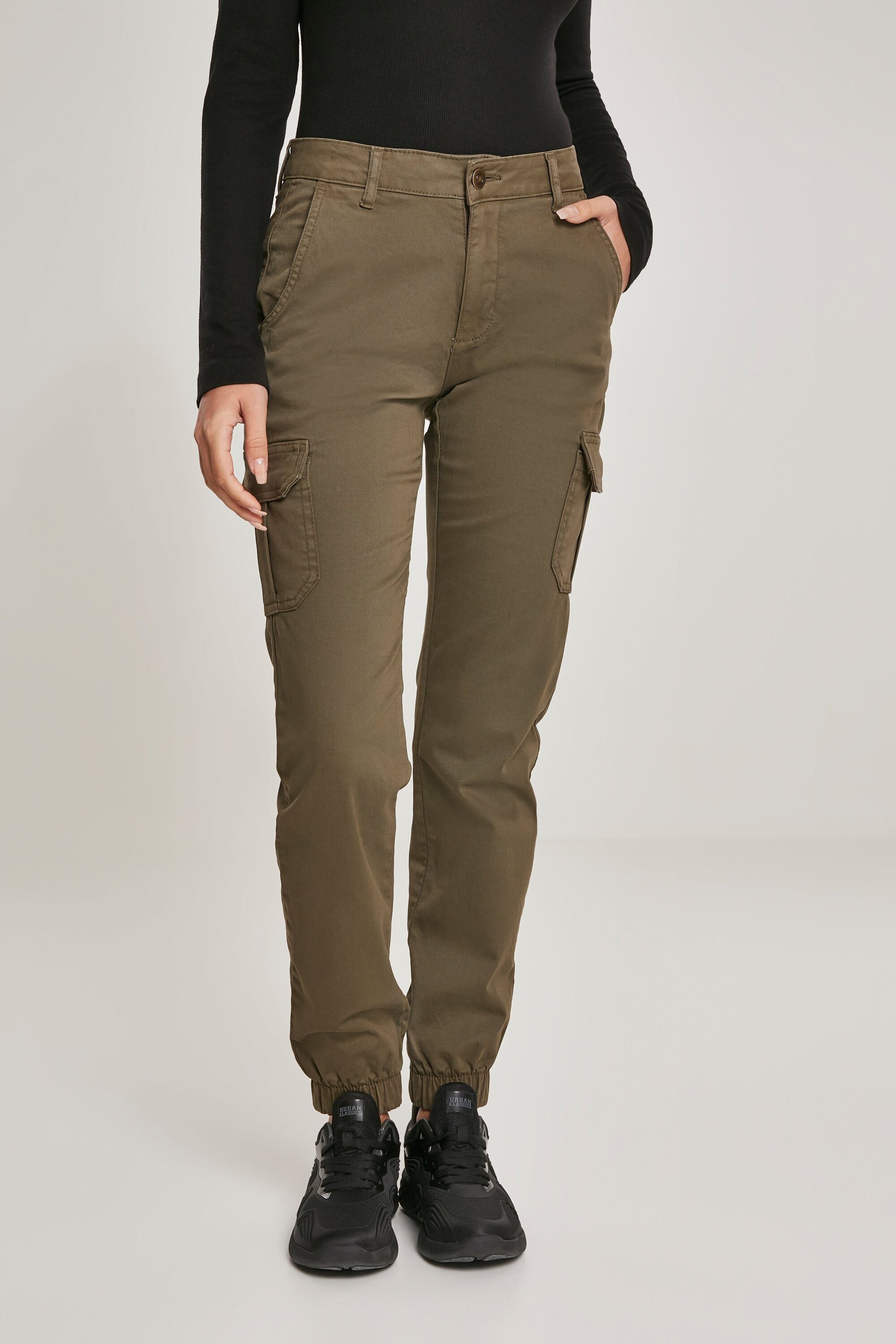 URBAN CLASSICS Cargohose Damen Ladies High Cargo Waist Pants olive (1-tlg)