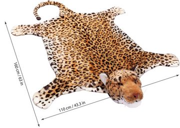 Fellteppich Leopardenfell Bettvorleger, BRUBAKER, Motivform, Höhe: 260 mm, flauschiger Kaminvorleger Teppich, Leopard Kuscheldecke 130 x 120 cm