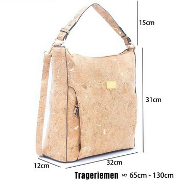 Ella Eisvogel Handtasche Große Kork-Handtasche mit Goldapplikationen - vegan & stylisch, echtes nachwachsendes Kork