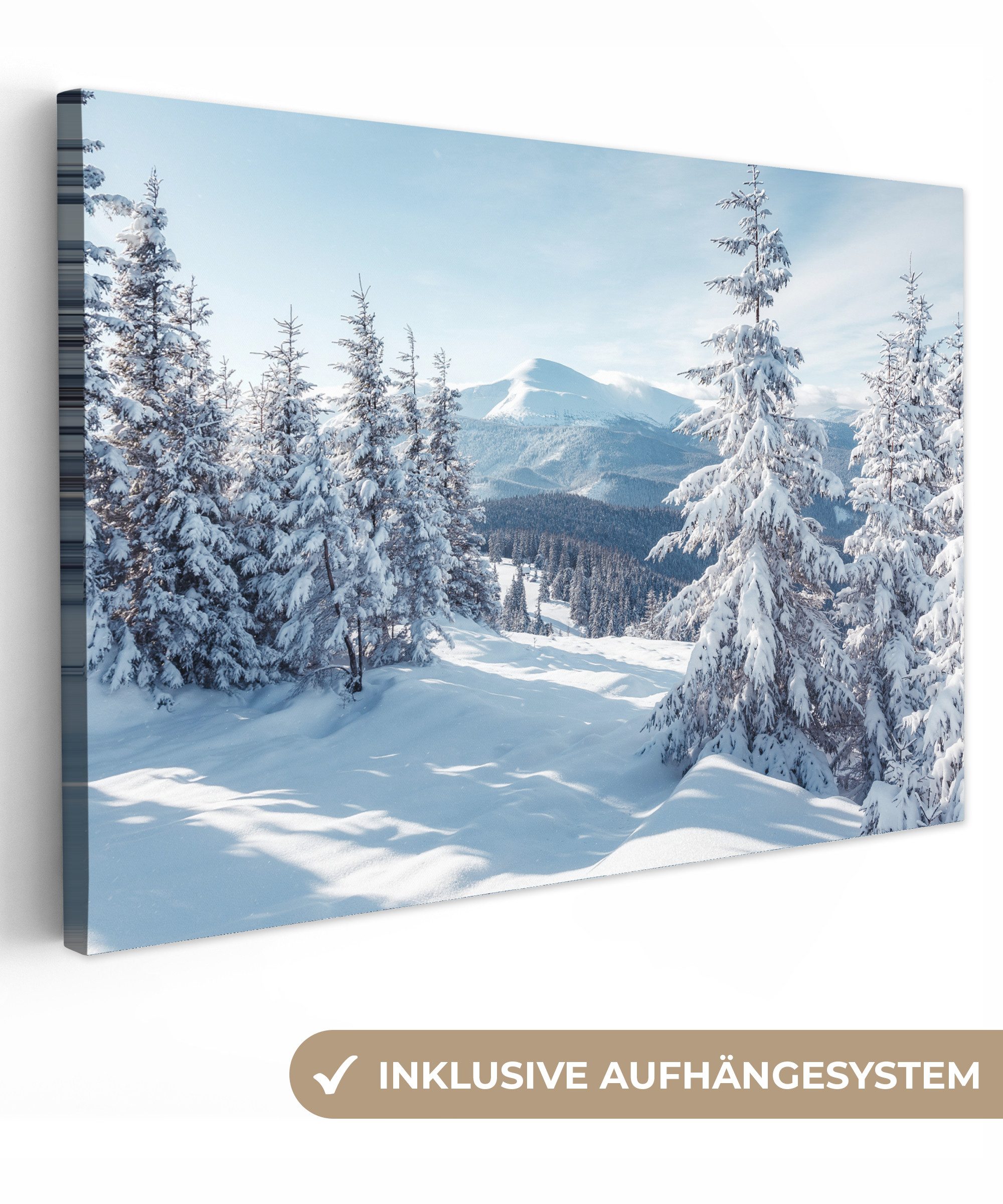 OneMillionCanvasses® Leinwandbild Winterlandschaft - Natur - Berge - Bäume günstig online kaufen