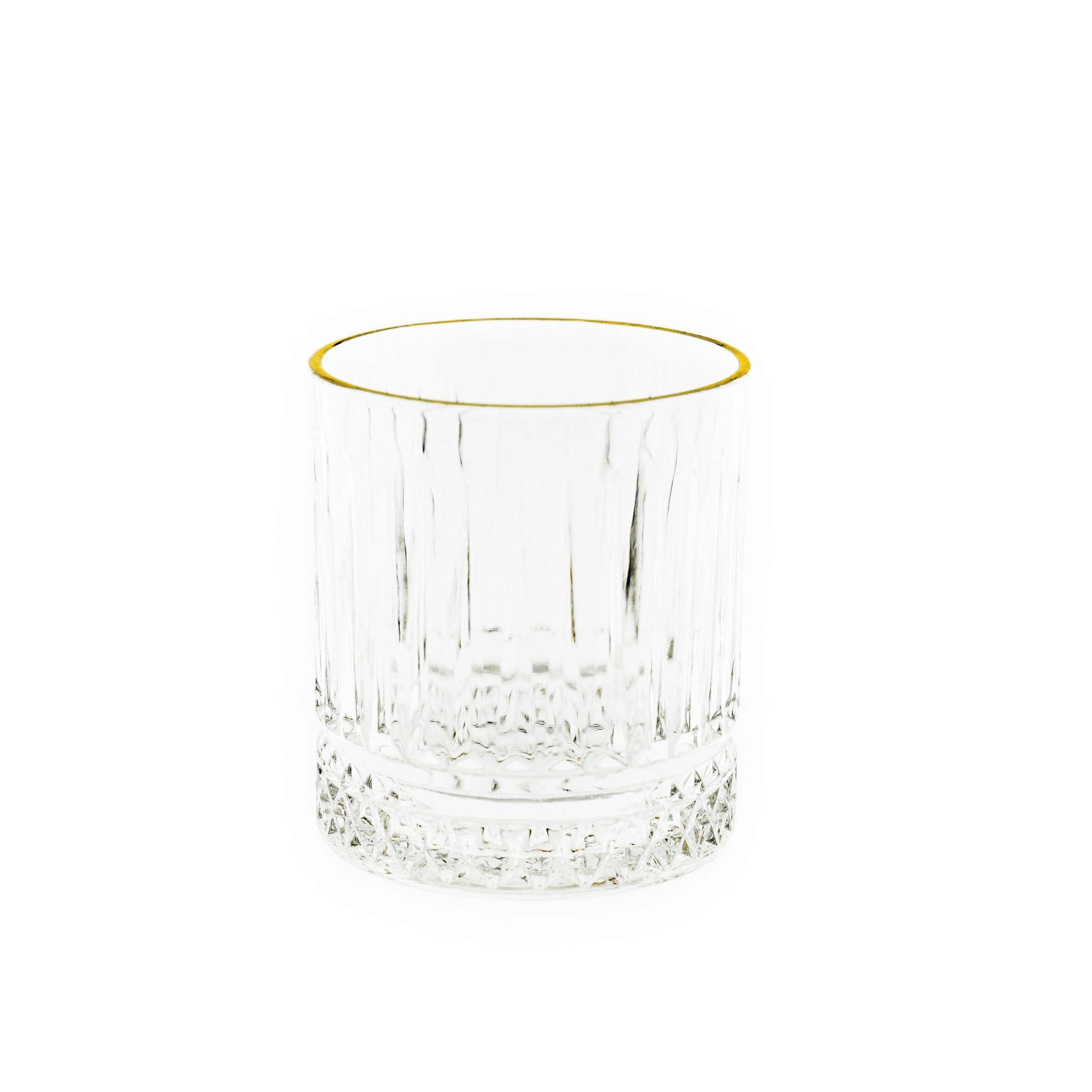 Glas Elisa 6 Tlg. Set mit Goldumrandung und Riffle Design 330 ml