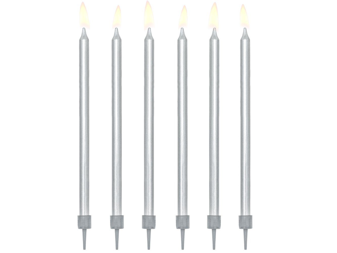 partydeco Geburtstagskerze, Geburtstagskerzen mit Halter 12.5cm silber 12er günstig online kaufen