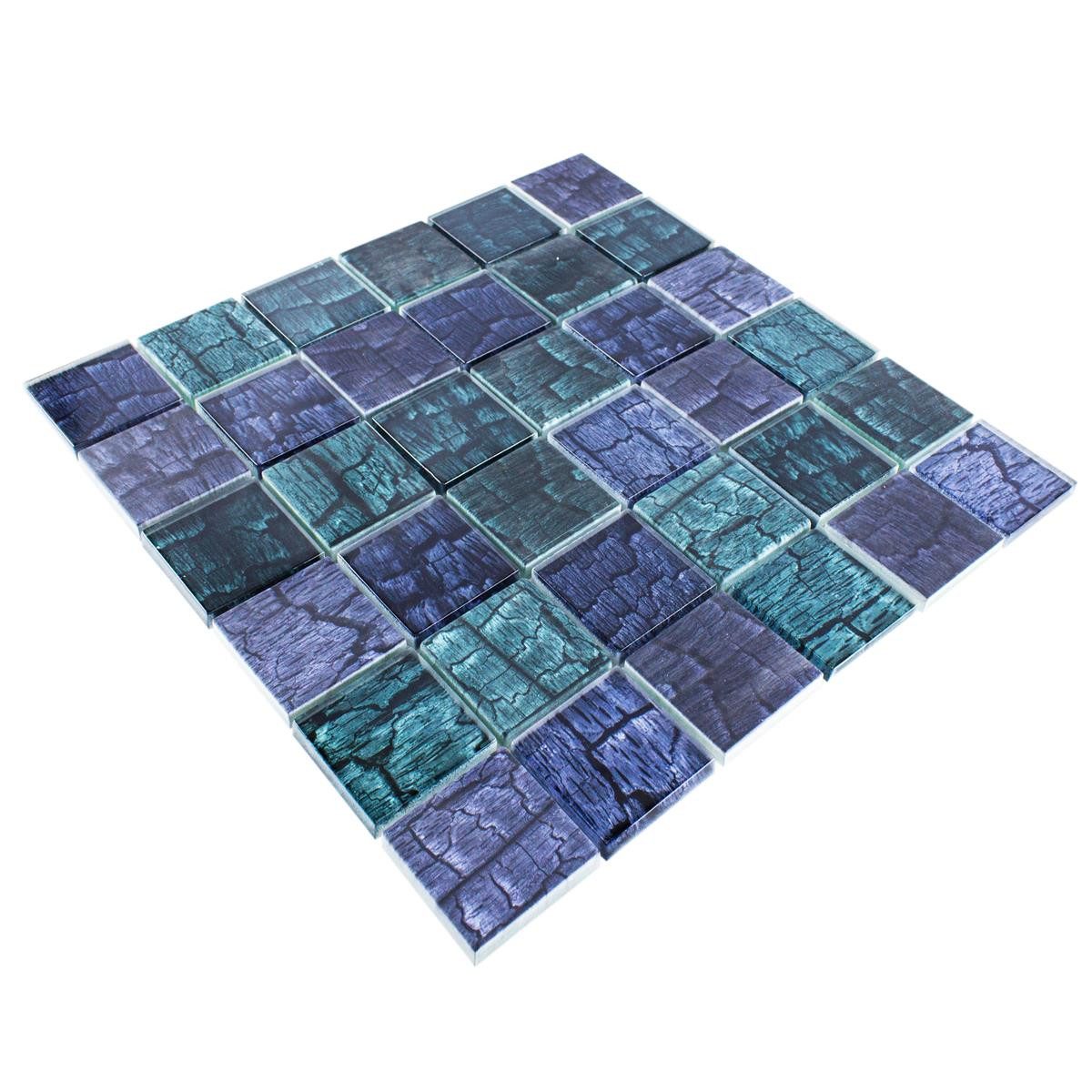 Mosafil Mosaikfliesen Glasmosaik Fliesen Saraland, Glas 30.000x30.000, grün-petrol, Verlegefertig auf ein Netz geklebt - Wasserfest