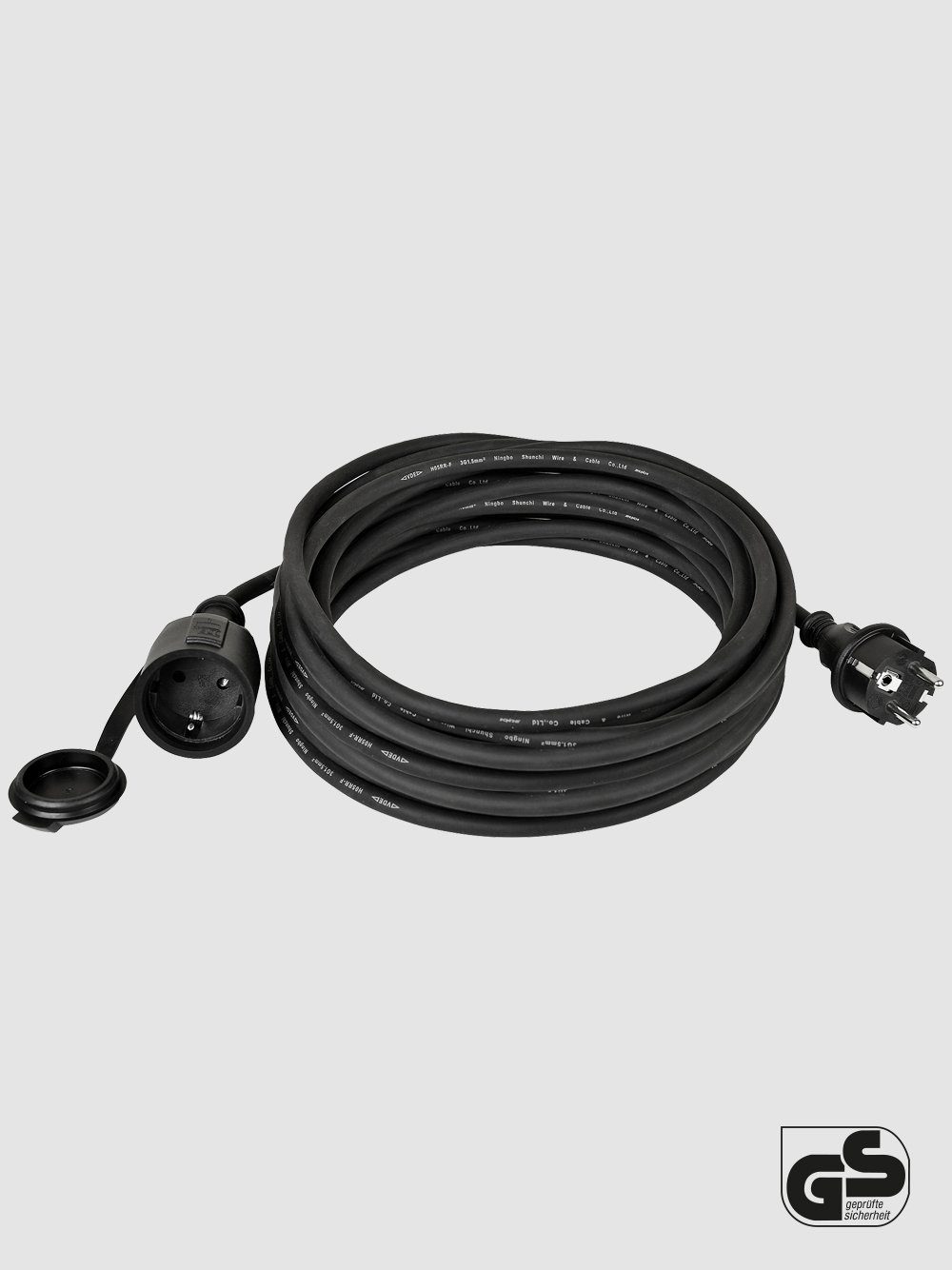 Schutzkontakt-Verlängerungskabel IP44 10 Meter schwarz Verlängerungskabel