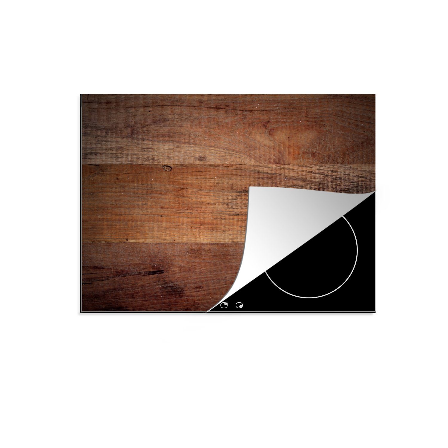 MuchoWow Herdblende-/Abdeckplatte Holzbretter als Hintergrund, Vinyl, (1 tlg), 59x52 cm, Ceranfeldabdeckung für die küche, Induktionsmatte