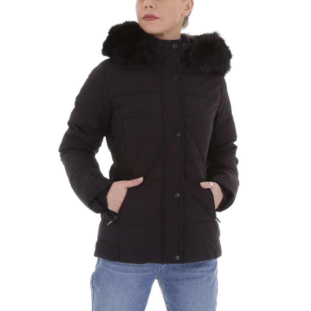 Ital-Design Winterjacke Damen Freizeit (87256711) Kapuze (abnehmbar) Gefüttert Winterjacke in Schwarz