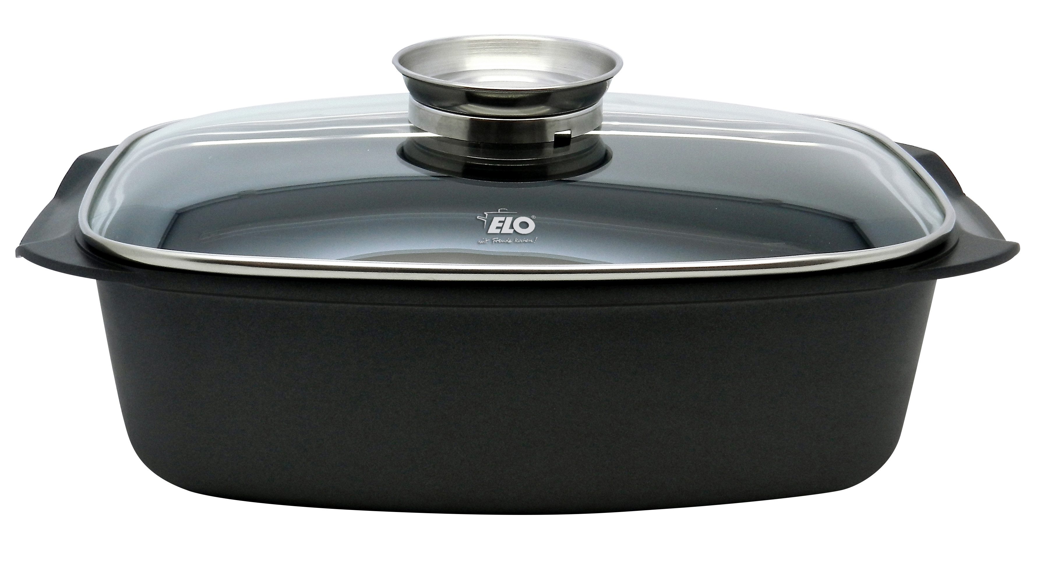Elo Кастрюли жаровни Alucast, Aluminiumguss (1-tlg., 1 Кастрюли жаровни mit Glasdeckel), Aromaknopf, Induktion