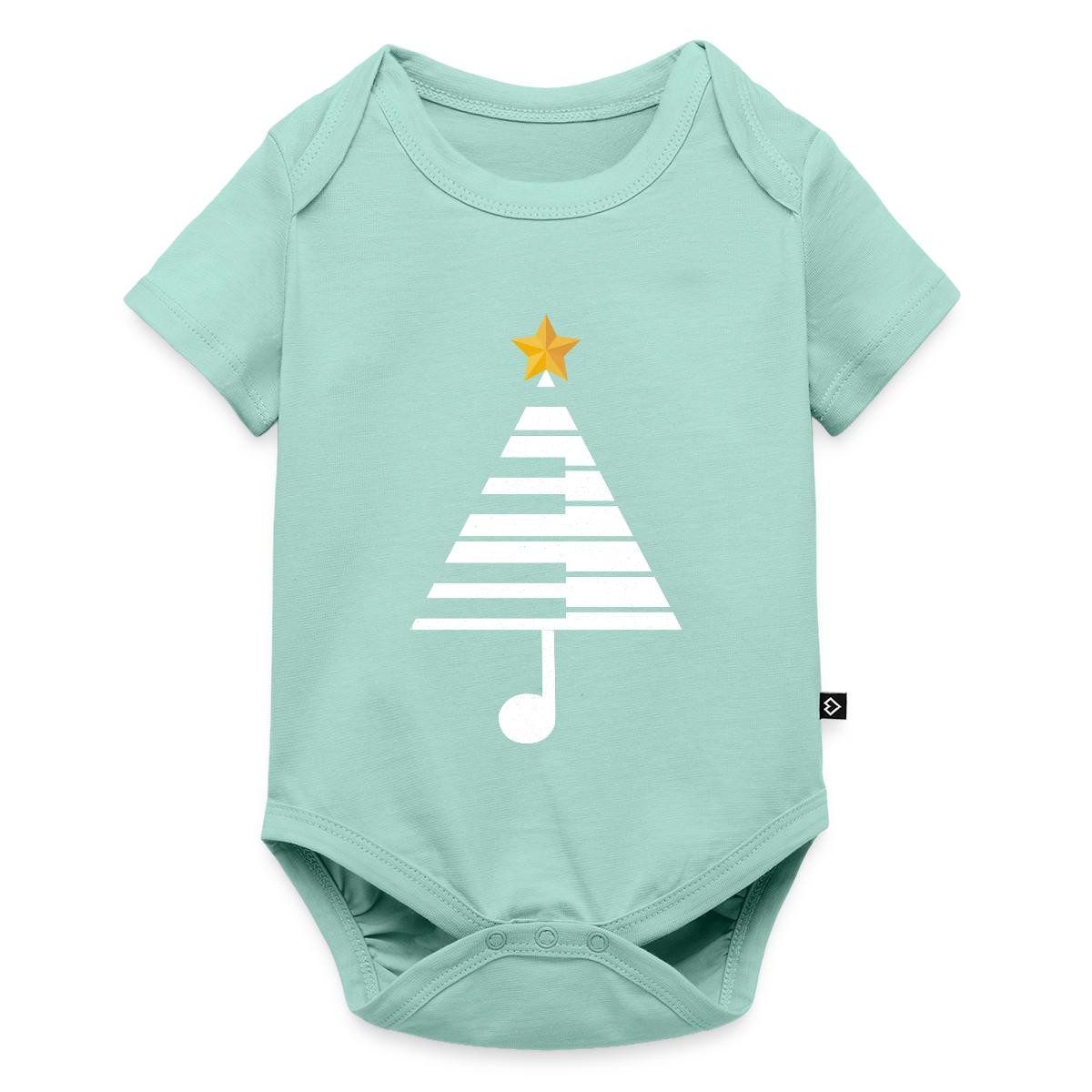 Spreadshirt Kurzarmbody Musikalischer Weihnachtsbaum Musik Piano Klavier Kurzarm Tages Baby Bo (1-tlg) Regular Fit