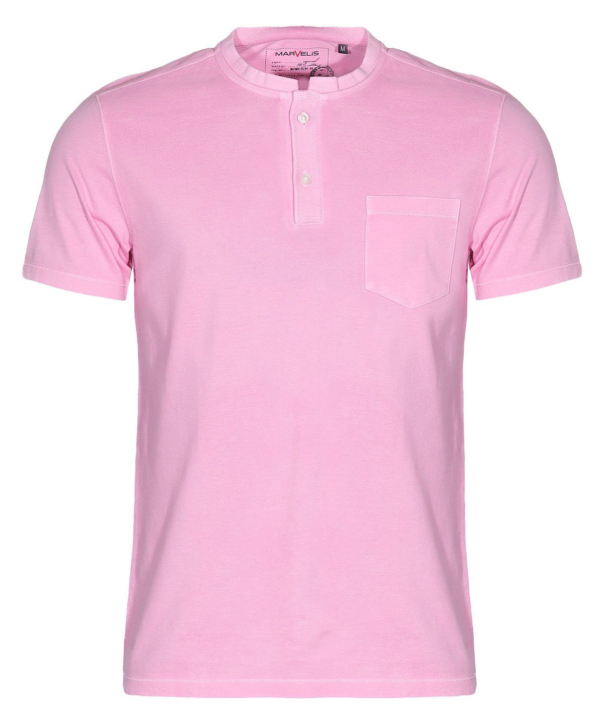MARVELIS Poloshirt Poloshirt - Casual Fit - Stehkragen - Einfarbig - Rosa