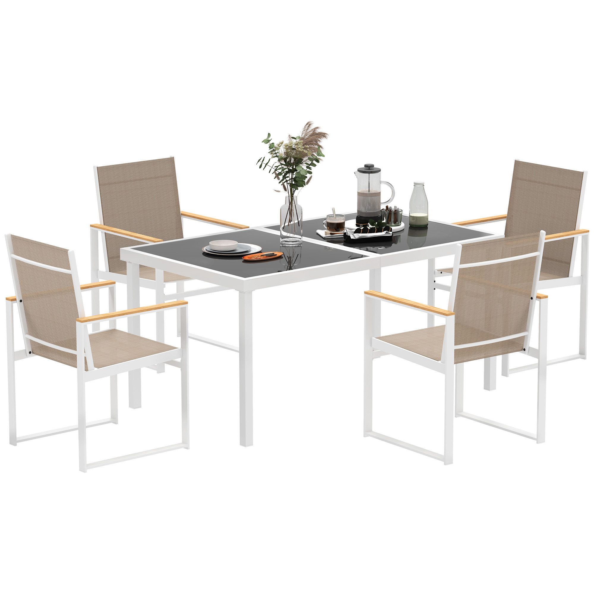 Outsunny Garten-Essgruppe für 4 Personen, abnehmbar günstig online kaufen