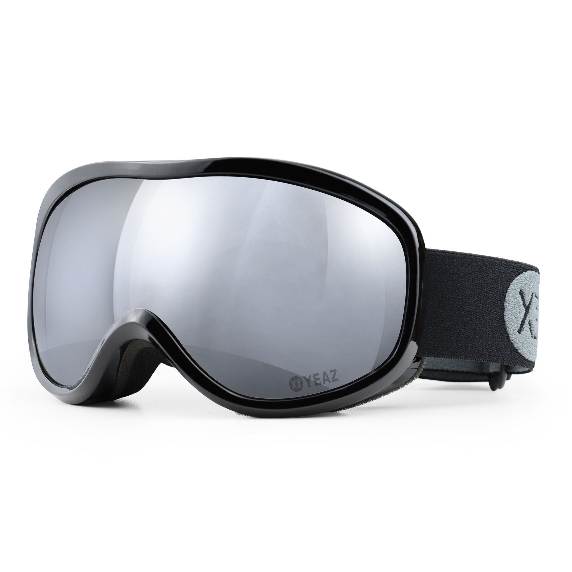 YEAZ Skibrille STEEZE Ski- und Snowboard-Brille silber/schwarz, Premium-Ski- und Snowboardbrille für Erwachsene und Jugendliche