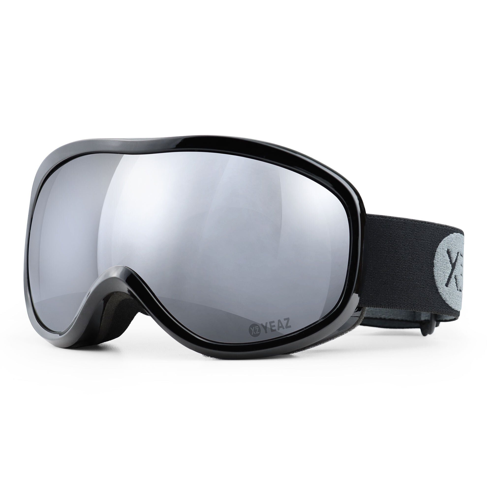 YEAZ Skibrille STEEZE ski- und snowboard-brille silber/schwarz,  Premium-Ski- und Snowboardbrille für Erwachsene und Jugendliche