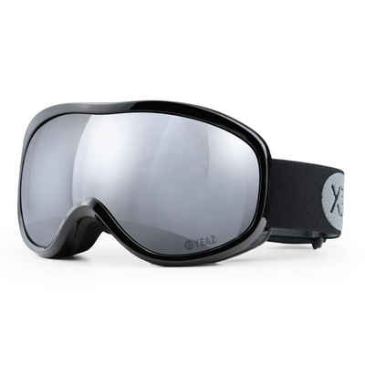 YEAZ Skibrille STEEZE ski- und snowboard-brille silber/schwarz, Premium-Ski- und Snowboardbrille für Erwachsene und Jugendliche