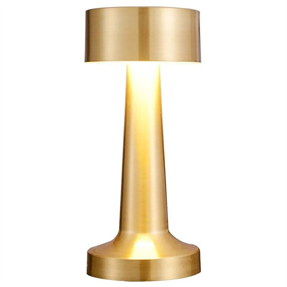 Ciskotu LED Nachttischlampe Tischlampe Kabellos Dimmbar Tischleuchte, Led Tischleuchte Metall, Touch Steuerung Augenschutz Leselampe, USB Wiederaufladbare Gold
