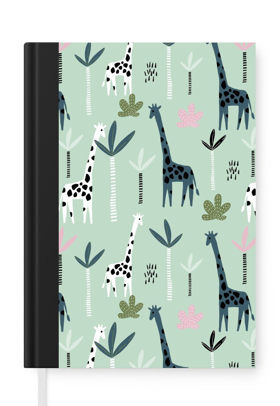 MuchoWow Notizbuch Giraffe - Baum - Grün, Journal, Merkzettel, Tagebuch, Notizheft, A5, 98 Seiten, Haushaltsbuch