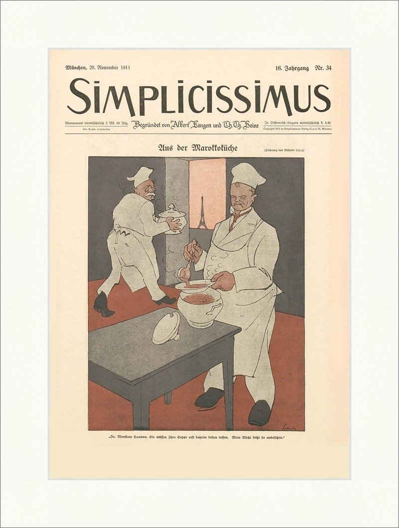 Kunstdruck Titelseite der Nummer 34 von 1911 Wilhelm Schulz Marokko Simplicissimu, (1 St)