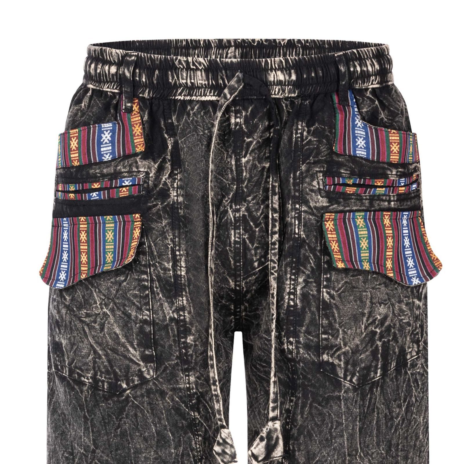 KUNST UND MAGIE Haremshose Kurze AHerren Hose 3/4 Baggy Cargo Yoga Shorts Hippie Goa Baumwolle