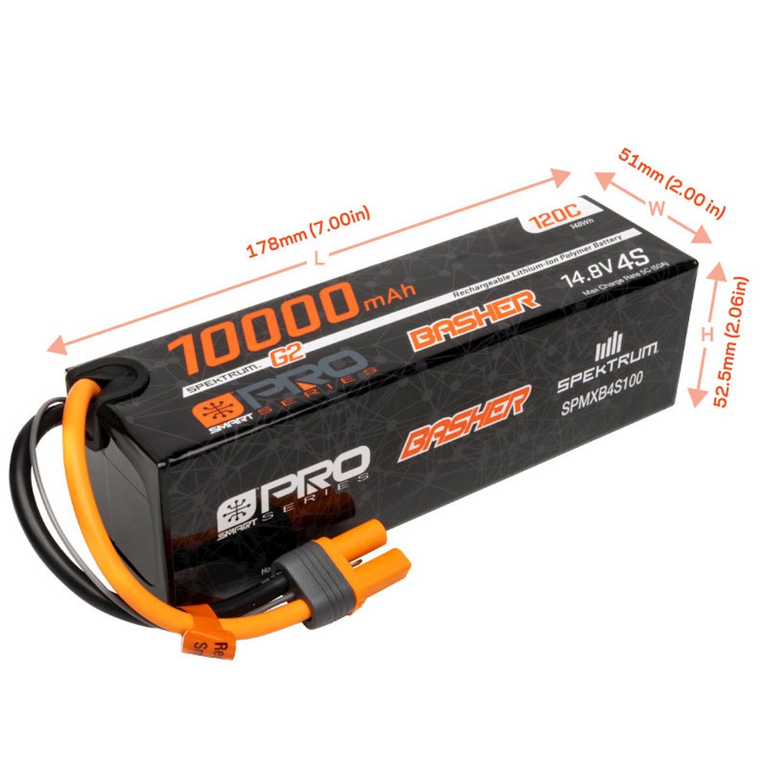Spektrum Spektrum Lipo Akku 14,8V 10000mAh 4S Smart Pro Basher 120C IC5 RC-Fernsteuerung