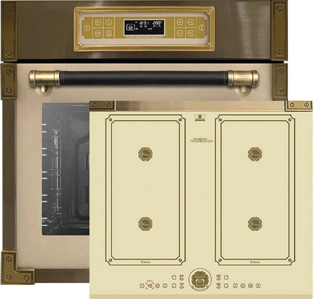 Kaiser Küchengeräte cm 6745 Retro ElfAD..........., Herd-Set +Induktions-Kochfeld,60 EH ElfAD+KCT 80L Elektro-Backofen Induktions FI 6726