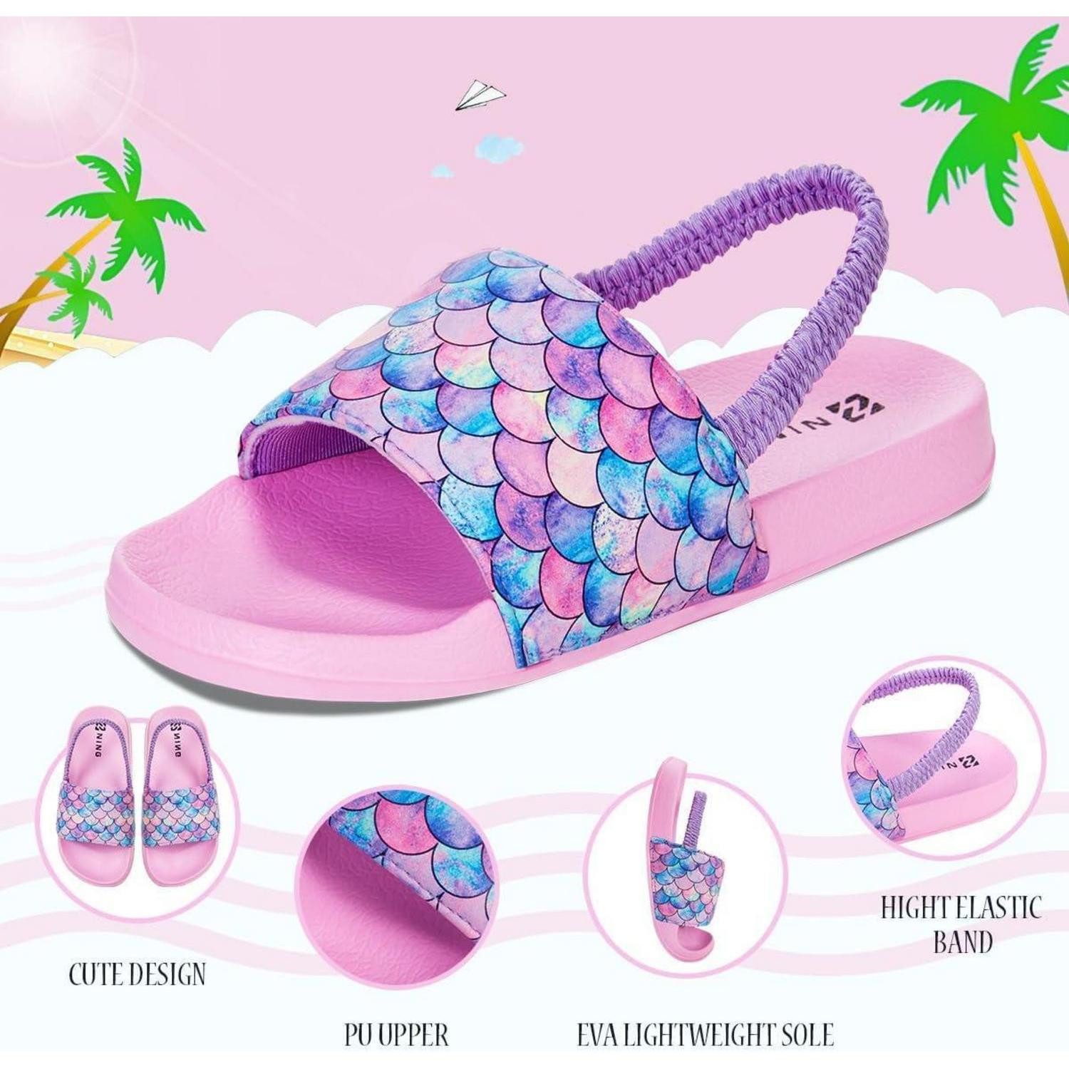 LuxusKollektion Badeschlappen Unisex Kinder Sommer flach Fischschuppe Rosa 30 EU Badesandale