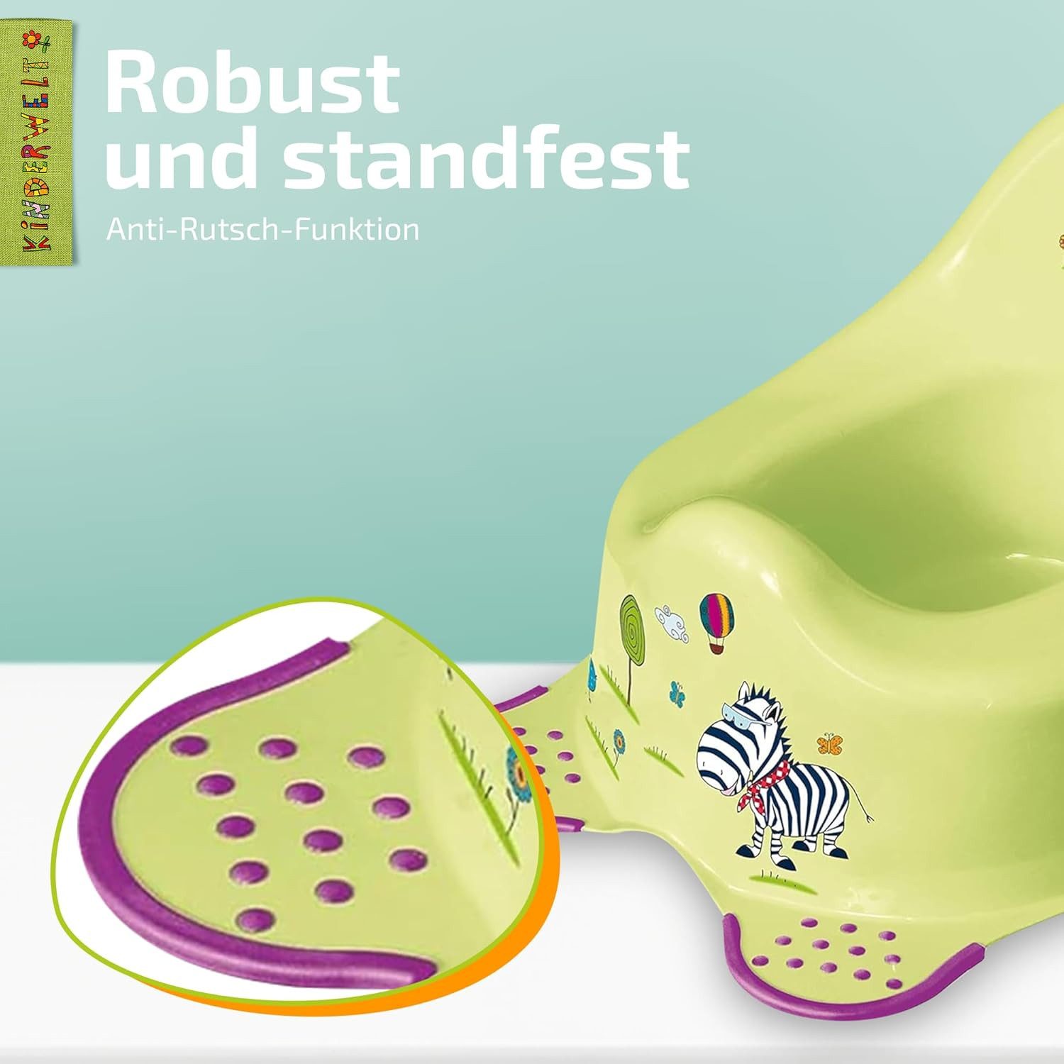 KiNDERWELT Töpfchen Töpfchen Hippo gruen für Babys und Kinder stabiler Babytopf mit Anti-R