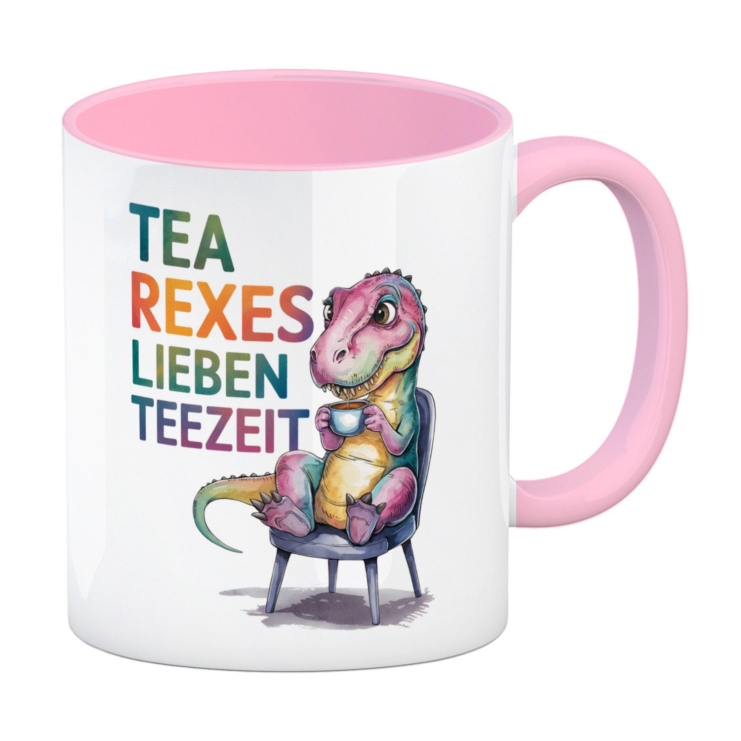 Tasse Tea rexes lieben Teezeit Kaffeebecher in rosa