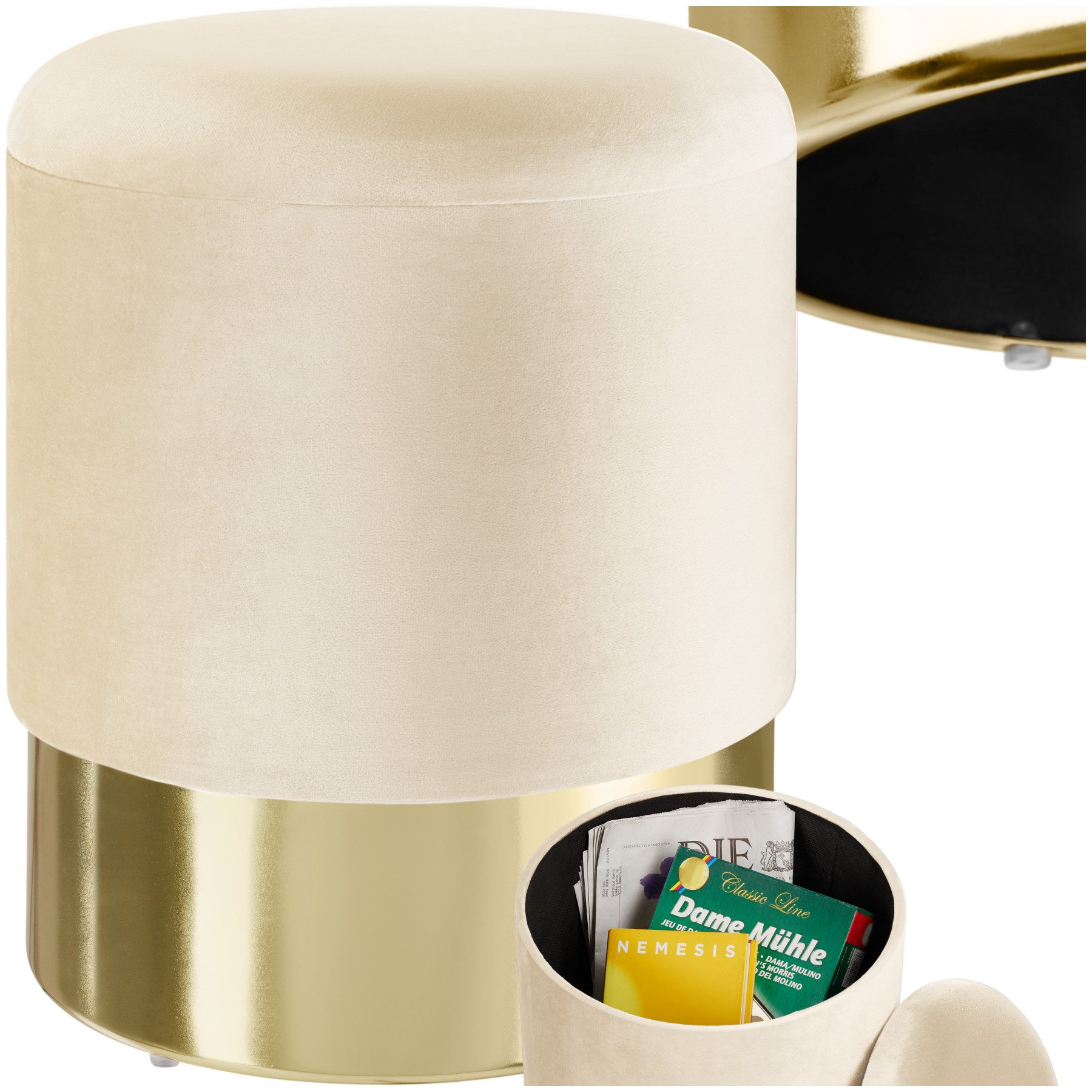 tectake Sitzhocker Schminkhocker Sarina gepolstert in Samtoptik 300kg mit S günstig online kaufen