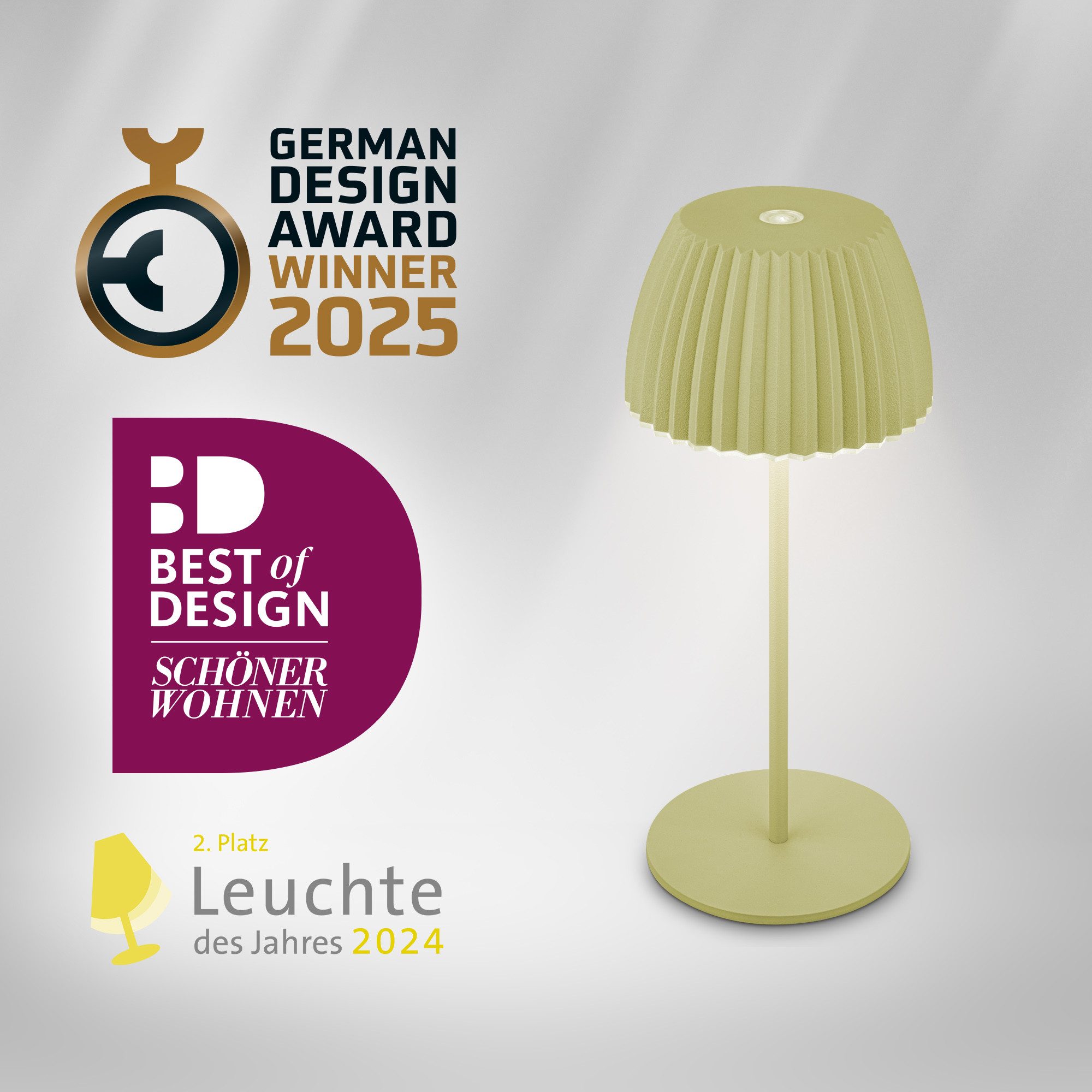 Briloner Leuchten LED Tischleuchte Riffle Tischlampe kabellos Akku USB-C dimmbar Design Award, LED fest integriert, 2700K- Extra-Warmweiß, Akku tauschbar, Indoor/Outdoor, Balkon, Wohnzimmer, Esszimmer