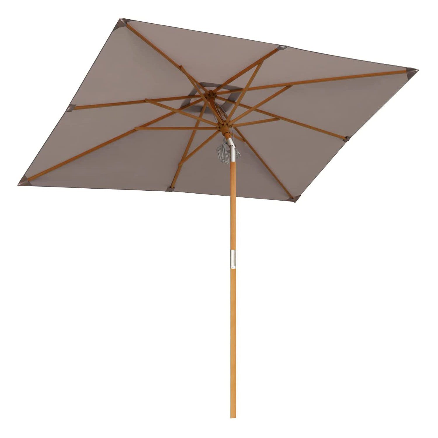 Sekey Rechteckschirm 300 cm x 200 cm Holz Sonnenschirm Eckig Gartenschirm Terrassenschirm, LxB: 300,00x200,00 cm, Aus ausgewähltem Massivholz – Bild 4 von 5