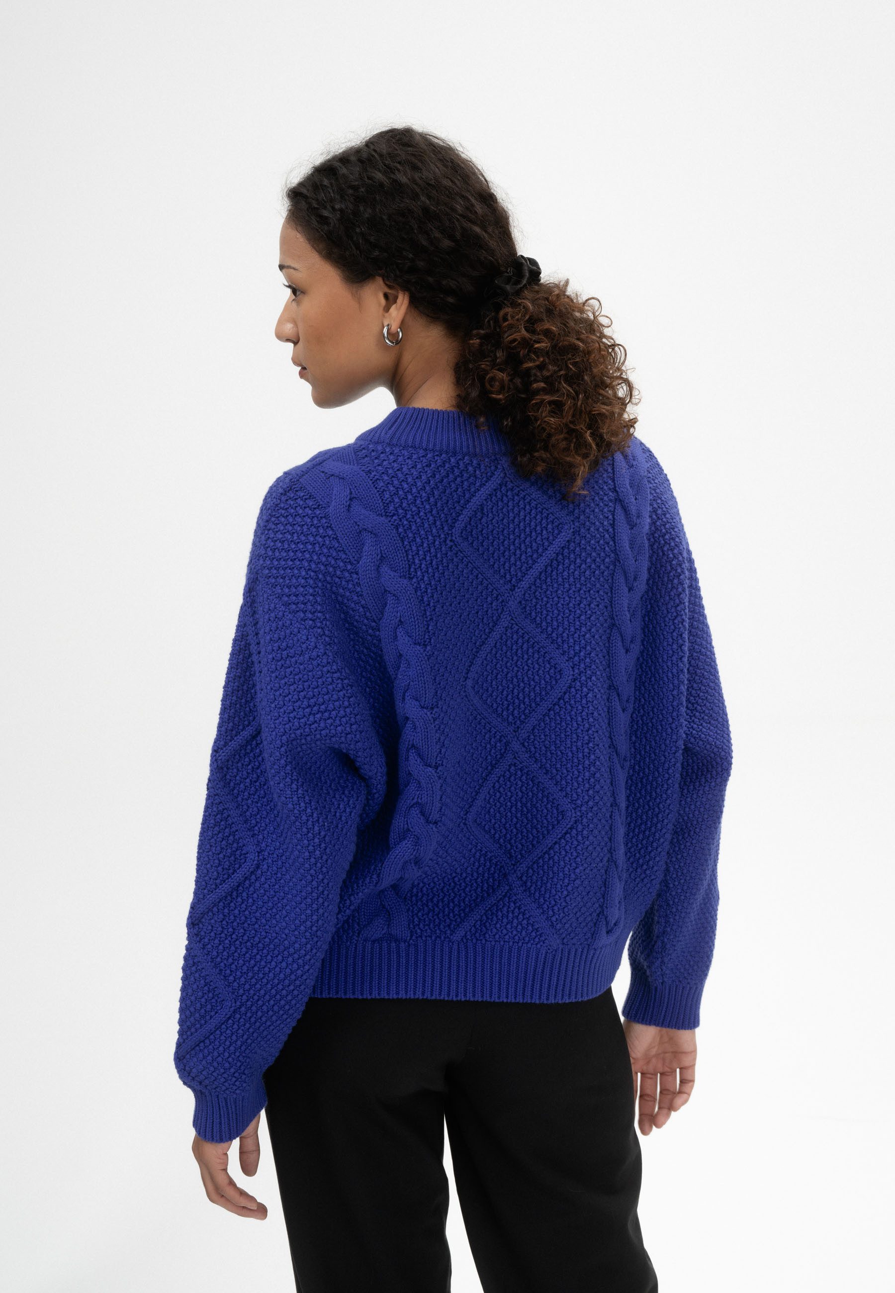 MELA Strickpullover Zopfmuster Strickpullover Style SAMAIRA Gerippter Krage günstig online kaufen