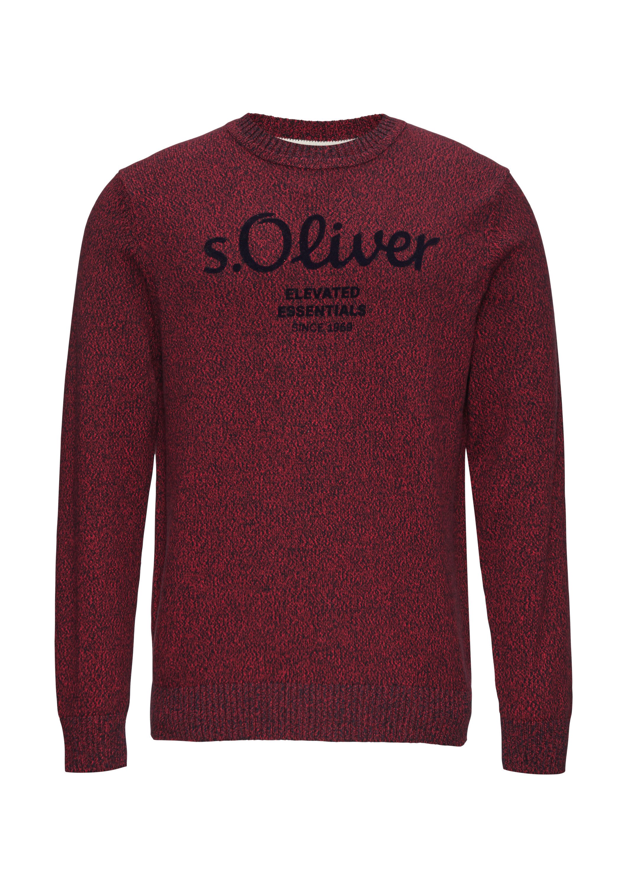 s.Oliver Longpullover Strickpullover Strickpullover mit Logo in Melange-Optik