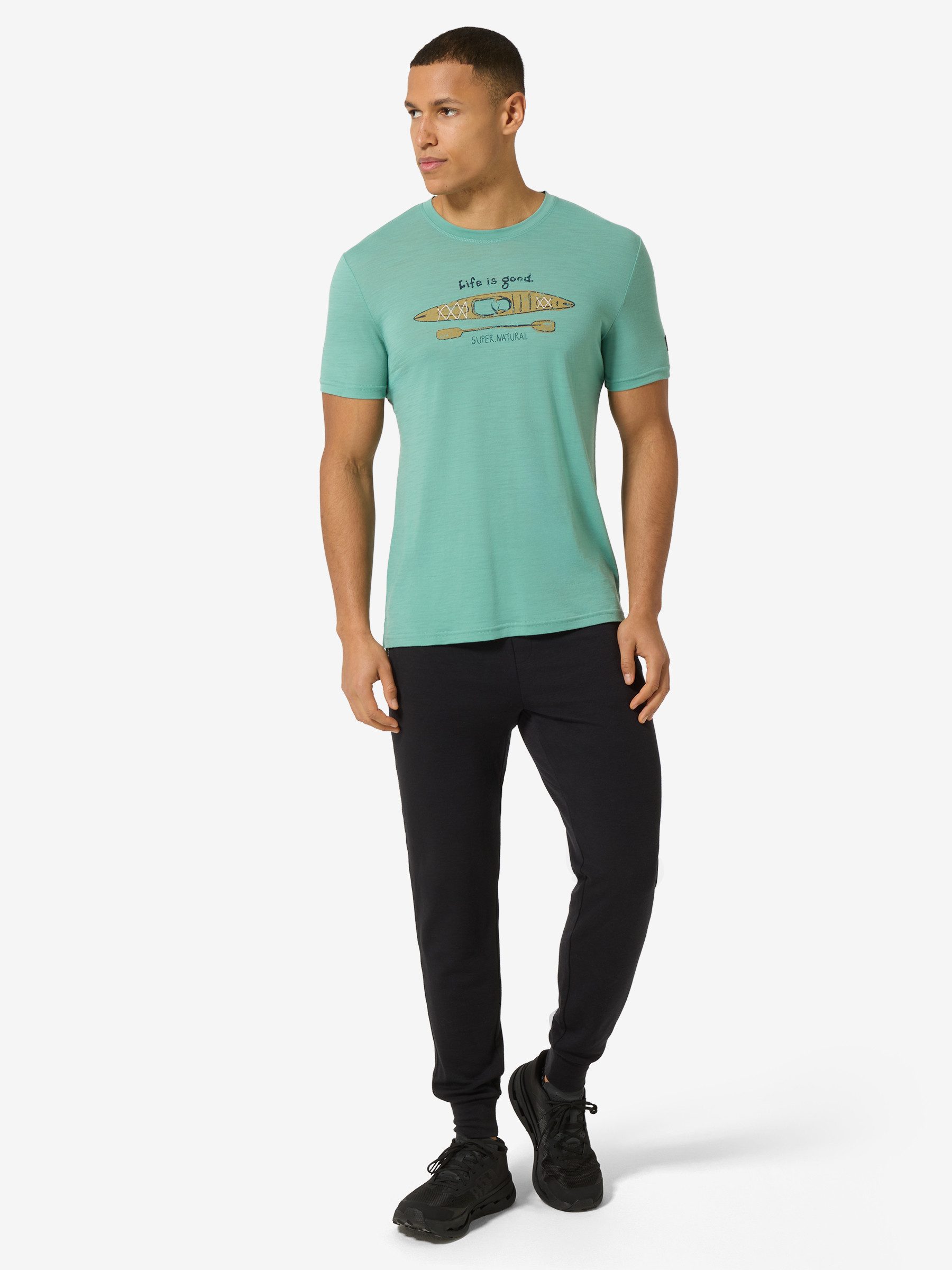SUPER.NATURAL T-Shirt für Herren,Merino M RIVER PLEASURE TEE mit Sport-Motiv, atmungsaktiv