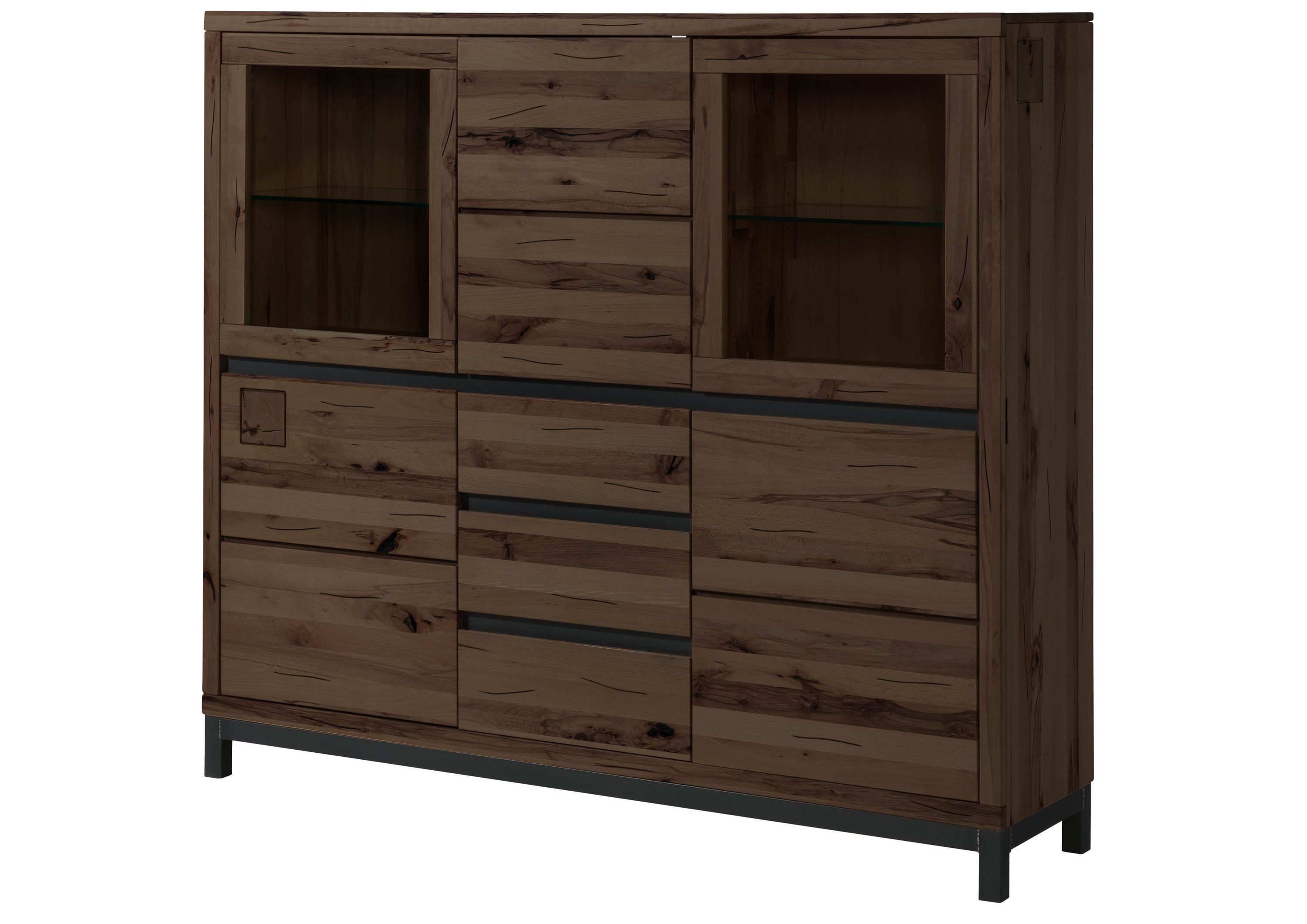 Massivmoebel24 Highboard VILLANDERS (Massivholz), Kernbuche 166x40x148 tabacco braun geölt VILLANDERS #207