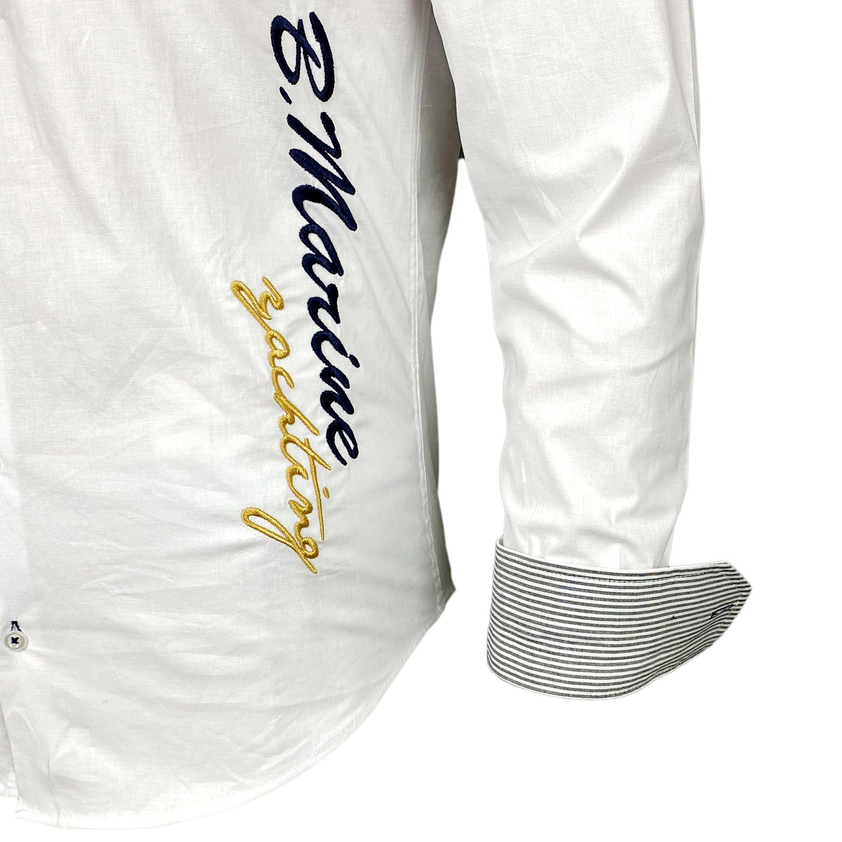 Baxboy Langarmhemd Baxboy Edel Dezent Herren Hemd Stickerei Hemden Kontrast Langarm B-508