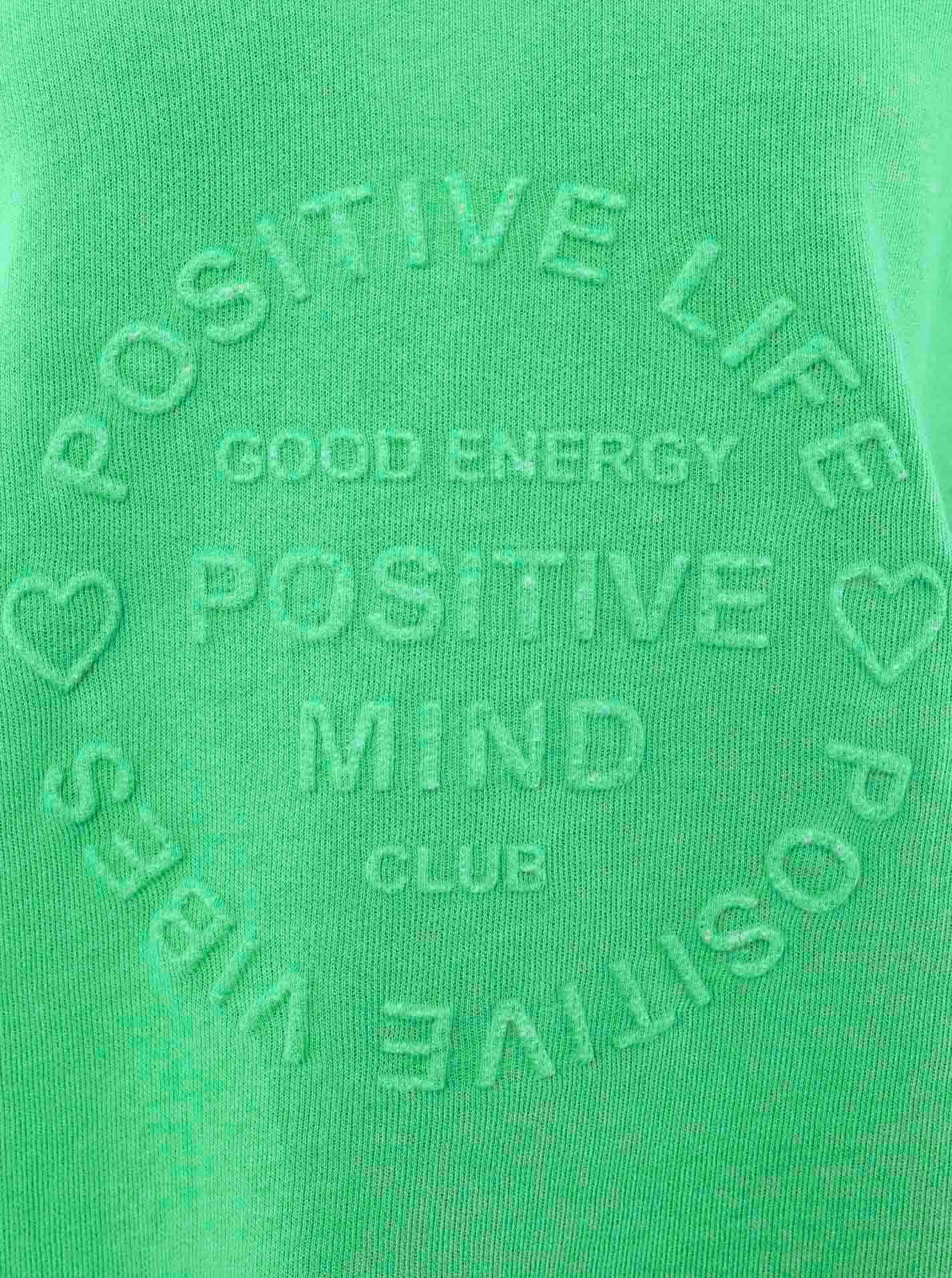 Zwillingsherz Sweatshirt "Positive Mind" ausgefranster V-Ausschnitt, Used Look, Langarm, Schriftzug – Bild 5 von 5