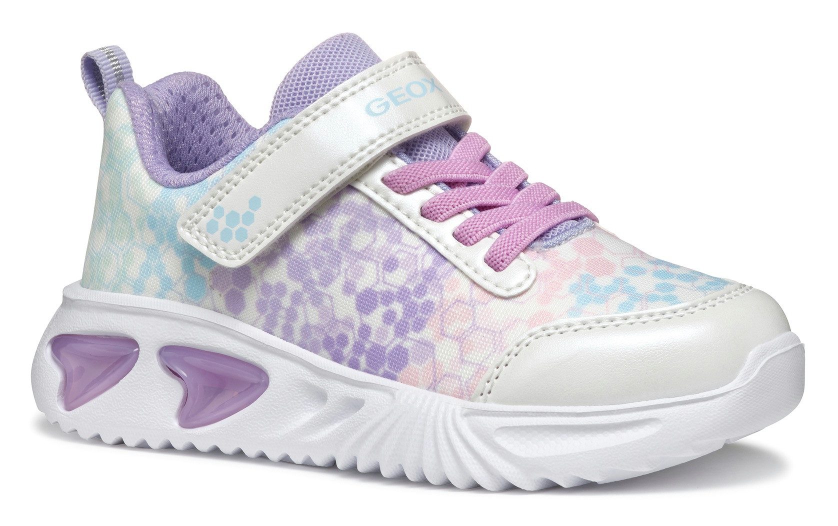 Geox J ASSISTER GIRL Blinkschuh Sneaker, Halbschuh, Klettschuh mit Textilfutter