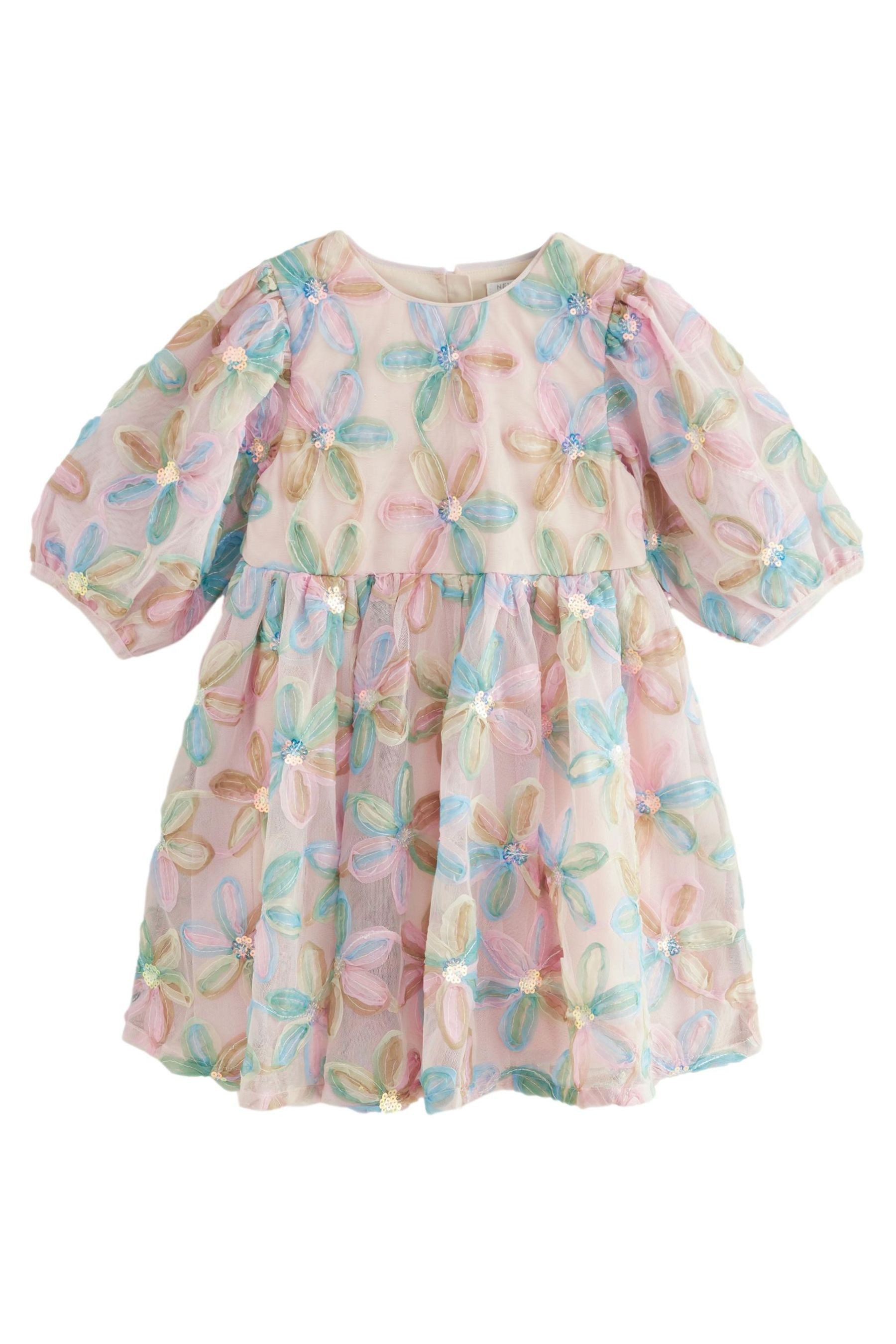 Partykleid Verziertes Kleid mit Puffärmeln