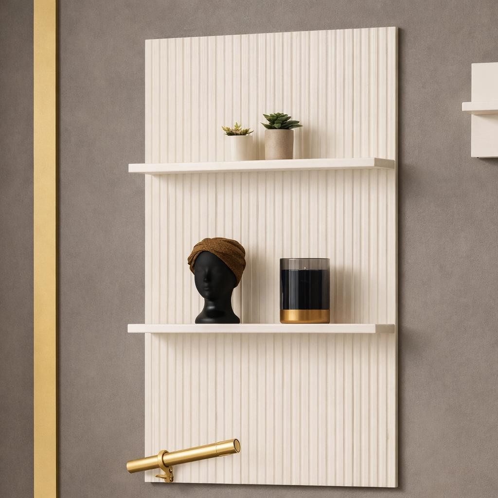 Xlmoebel Bücherwand Stilvolles Wandregal in Weiß mit goldenen Akzenten aus Holz, Wandregal, Made in Europa